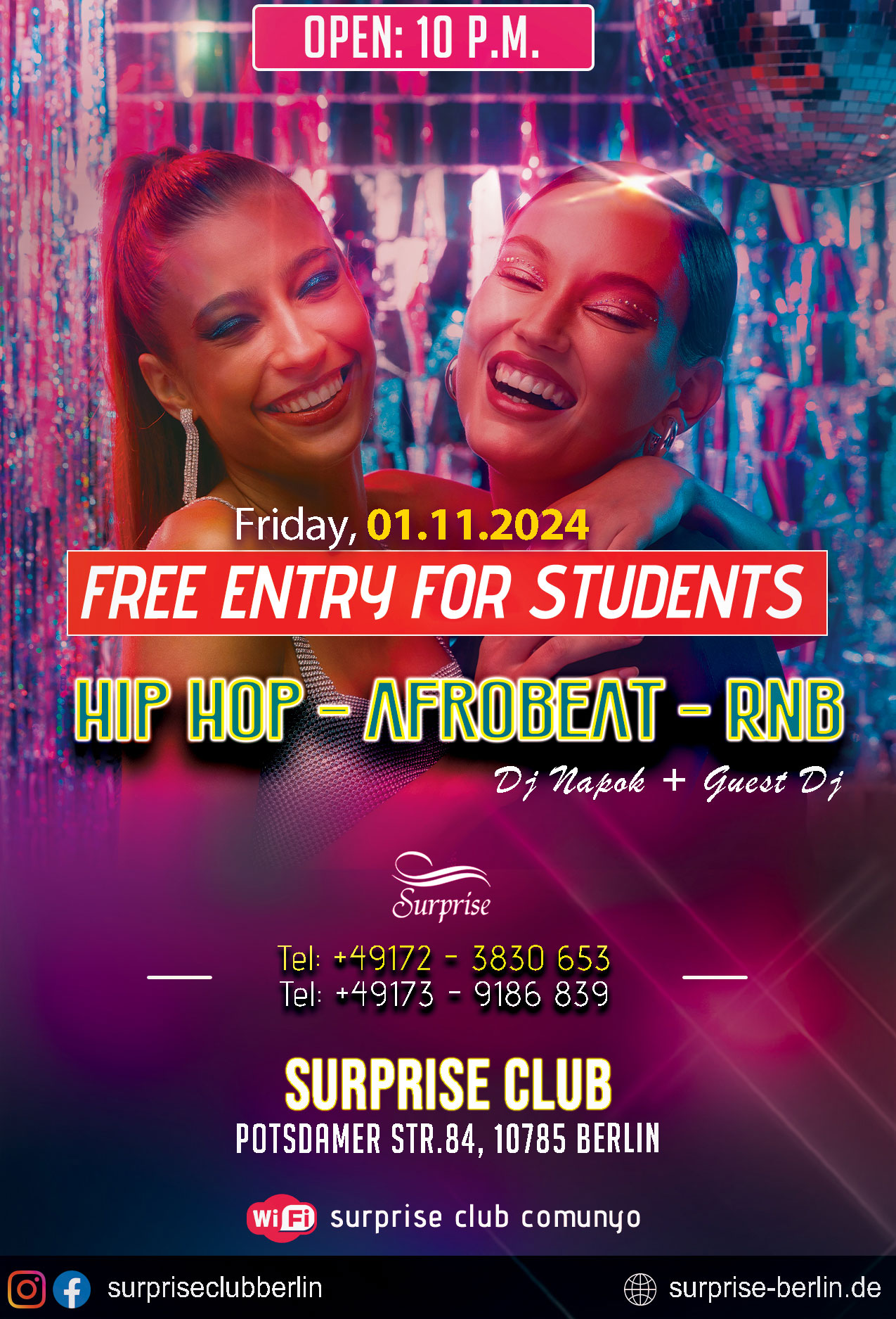 Party berlin, Hip Hop, RnB, Afrobeat, Dancehall Party in Surprise Club and Disco - free entry for ladies