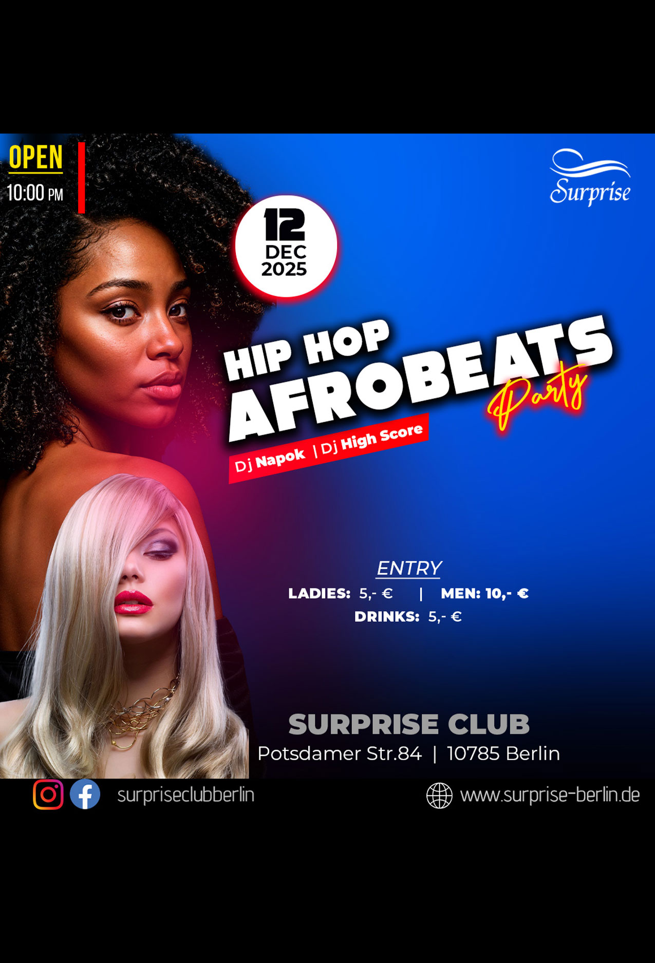 Party berlin, Hip Hop, RnB, Afrobeat, Dancehall Party in Surprise Club and Disco - free entry for ladies