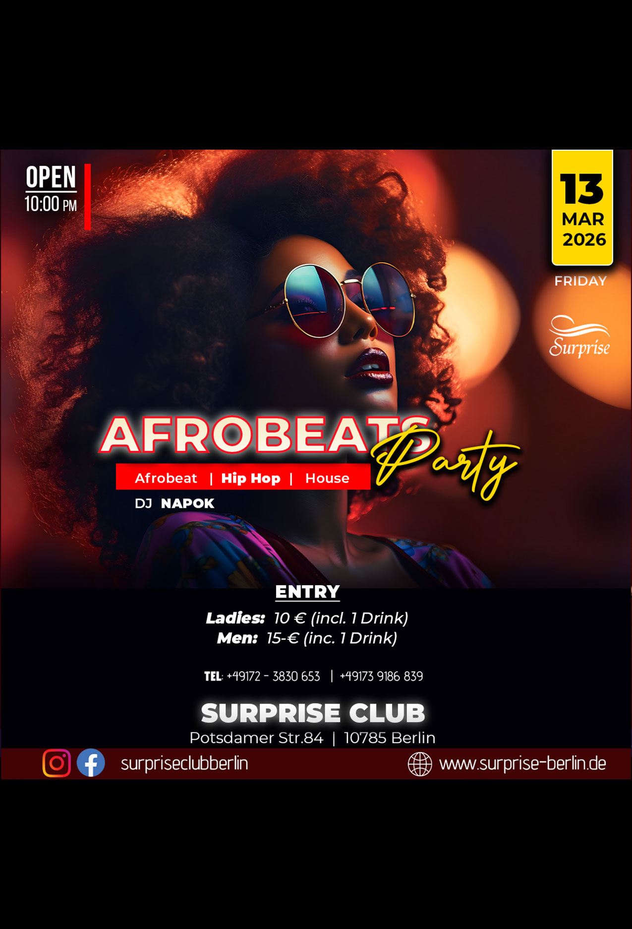 Party berlin, Hip Hop, RnB, Afrobeat, Dancehall Party in Surprise Club and Disco - free entry for ladies
