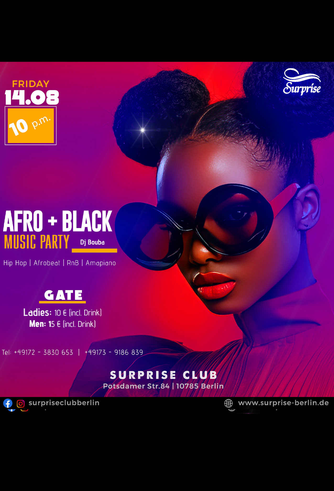 Party berlin, Hip Hop, RnB, Afrobeat, Dancehall Party in Surprise Club and Disco Berlin