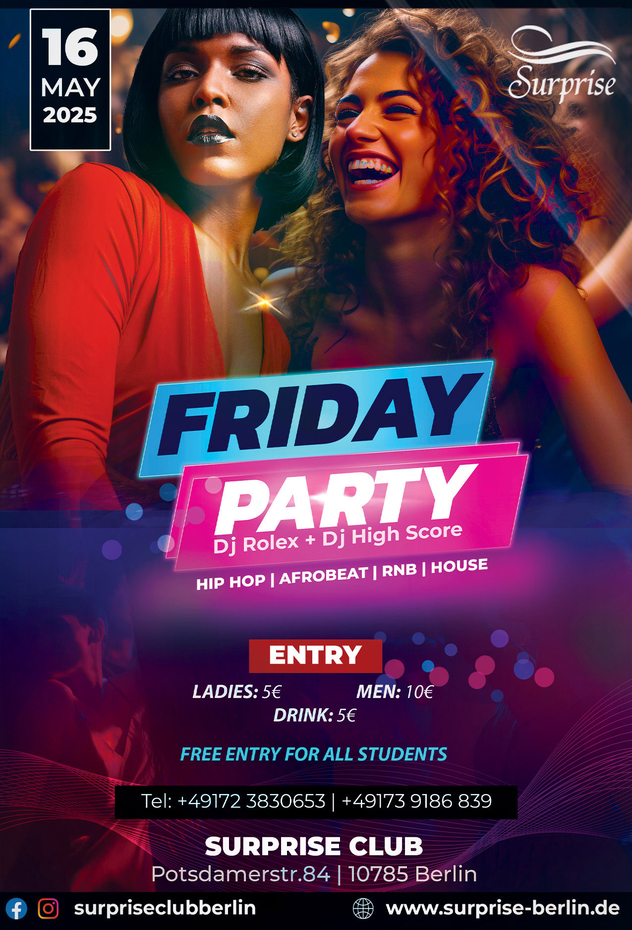 Party berlin, Hip Hop, RnB, Afrobeat, Dancehall Party in Surprise Club and Disco - free entry for ladies