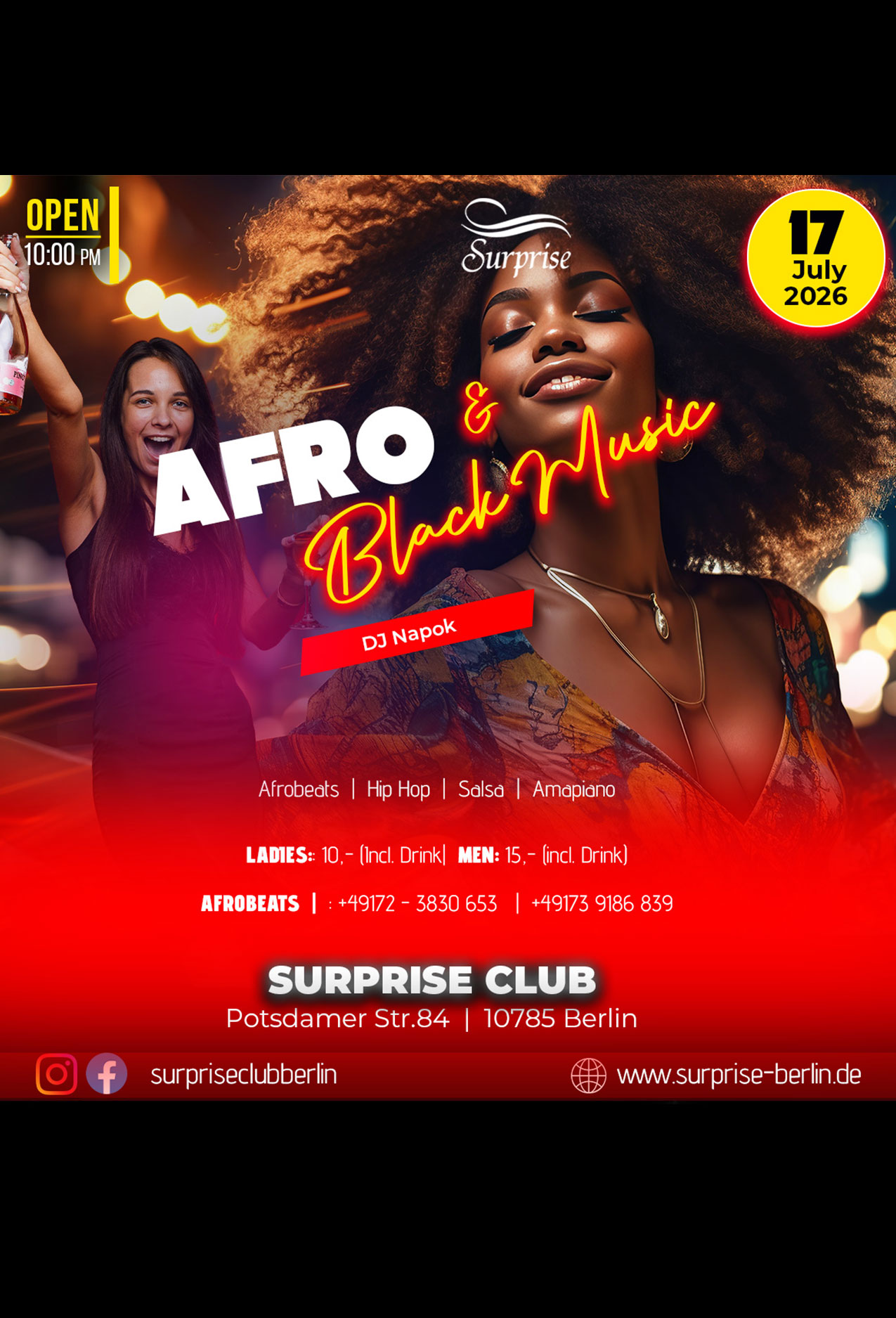 Party berlin, Hip Hop, RnB, Afrobeat, Dancehall Party in Surprise Club and Disco - free entry for ladies