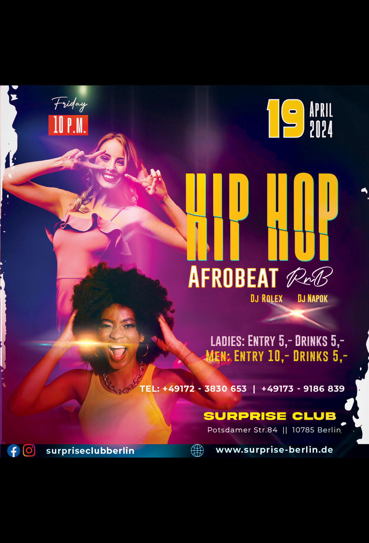Party berlin, Hip Hop, RnB, Afrobeat, Dancehall Party in Surprise Club and Disco - free entry for ladies