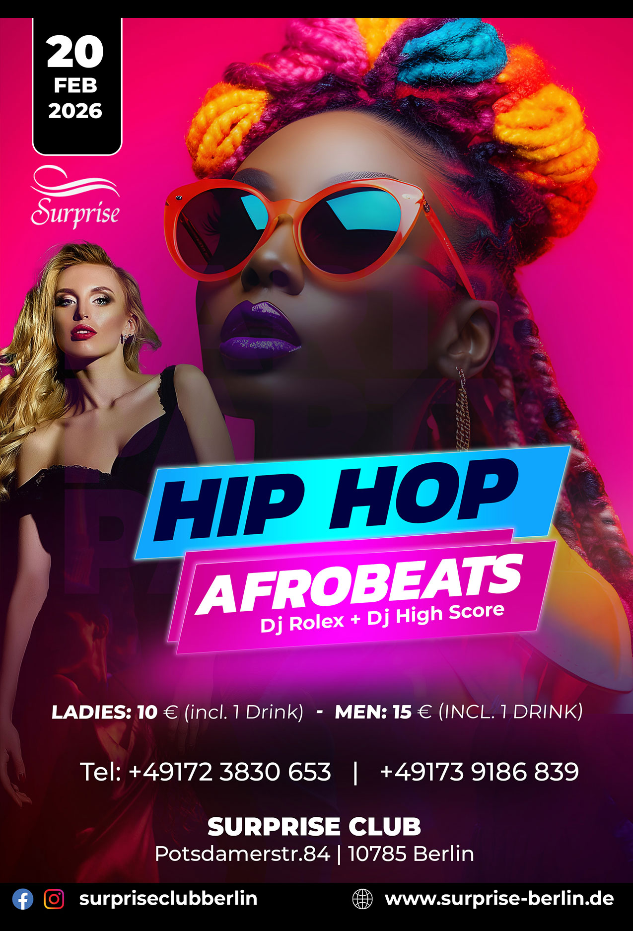 Party berlin, Hip Hop, RnB, Afrobeat, Dancehall Party in Surprise Club and Disco - free entry for ladies
