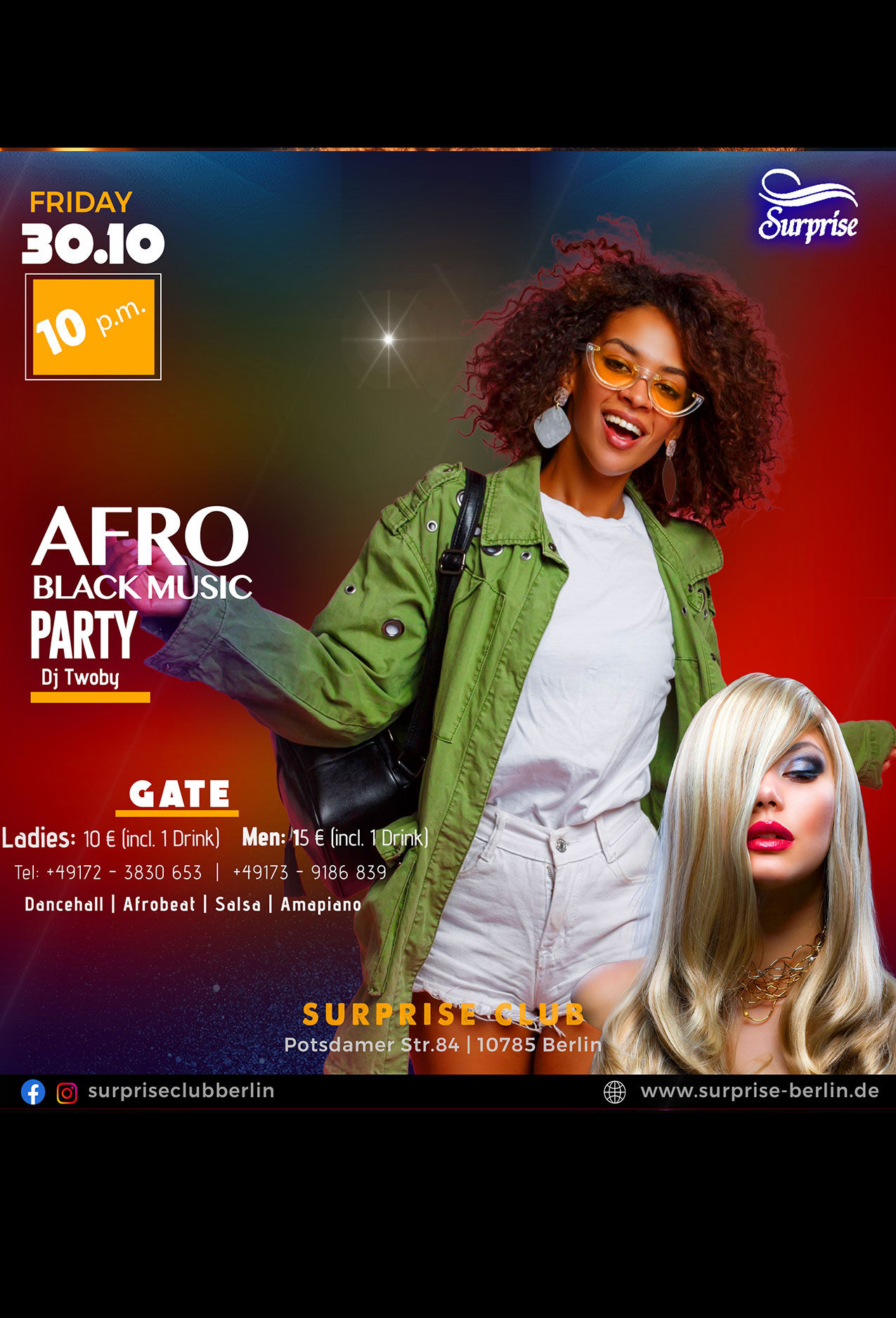 Party berlin, Hip Hop, RnB, Afrobeat, Dancehall Party in Surprise Club and Disco Berlin